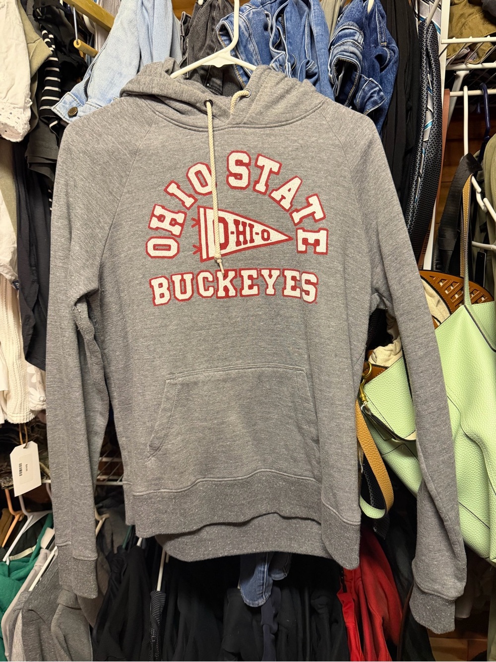 HOMAGE Gray Ohio State Buckeyes Pullover Hoodie with Red Logo